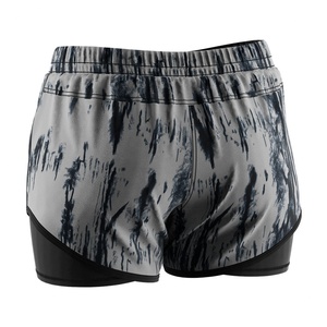 Shorts de sport 2-en-1 à taille haute pour femme, séchage rapide, motif à carreaux, pour le yoga et la gym - Product Image 4