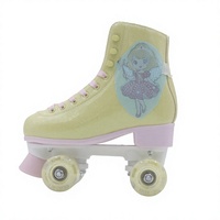 Chaussures de patinage à roulettes quad pour enfants, en PVC, avec frein, roues en PU, décorées de strass, pour intérieur, DIY