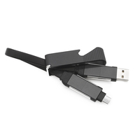 Ouvre-bouteille simple d'usine, câble de données portable 4-en-1, câble USB de charge rapide 3A 60W, transfert de données, promotionnel