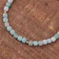 Pierre précieuse naturelle délicate 4mm carré bonbons Amazonite pierre perles Bracelet empilable femmes minimaliste tibétain Yoga bijoux en gros