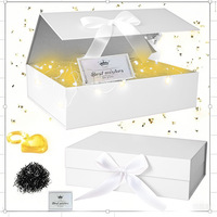 Caja de Regalo Rígida Color Champán con Logotipo Personalizado, Decorada con Cinta y Cierre Magnético, para Perfumes, Cuidado de la Piel y Regalos Navideños