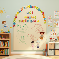 Autocollants muraux en feutre magnétique amovibles, taille et forme personnalisées, autocollants muraux pour enfants en feutre Uni, design maison en arc