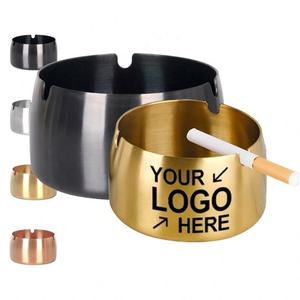 ที่เขี่ยบุหรี่สแตนเลสกันลมกันการตกสำหรับห้องนั่งเล่นโรงแรมโลโก้ส่วนตัวแบบคลาสสิก - Product Image 1