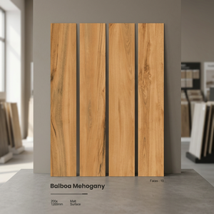 Azulejos de Porcelana con Acabado Mate y Textura de Madera de Caoba Balboa de 200x1200 mm para Pisos y Revestimientos de Paredes Interiores Modernos - Product Image 1