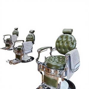 Sillón de <span class=keywords><strong>Barber</strong></span>ía de Cuero Sintético Dorado Vintage de Lujo <span class=keywords><strong>para</strong></span> Salón, Mueble Portátil <span class=keywords><strong>para</strong></span> <span class=keywords><strong>Barber</strong></span>ía - Product Image 3