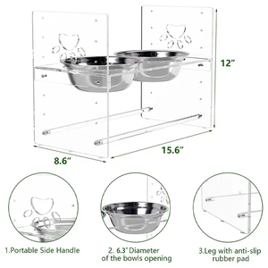 Özelleştirilmiş şeffaf akrilik yükseltilmiş çift evcil hayvan kaseleri ayarlanabilir standı yükseltilmiş eğimli köpek ve kedi besleyici sabun tutucu - Product Image 6