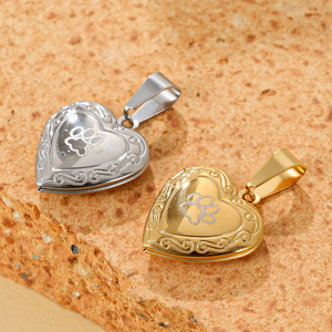 Yiwu Aceon Acier Inoxydable Lumière Médaillon Mémoire Cadeau Tourbillon S Texture Laser Gravé Logo Pet Patte <span class=keywords><strong>Photo</strong></span> Titulaire <span class=keywords><strong>Coeur</strong></span> <span class=keywords><strong>Pendentif</strong></span> - Product Image 2