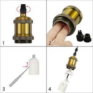 Portalámparas E27 DIY, Base de bombilla Vintage, base de bombilla de tornillo, luz de aluminio, AC110V, 220V, portalámparas colgante Retro Industrial - Product Image 4
