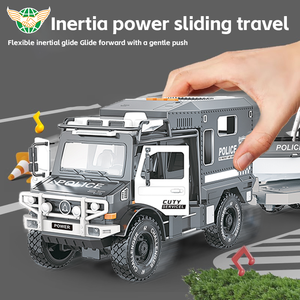 Nueva popularidad, modelo de autobús urbano para niños, coche de música ligera, juguetes, coche de policía, lancha rápida remolcada, juguete de inercia de doble puerta - Product Image 4