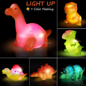 Pas de trou clignotant jouet de bain flottant en caoutchouc dinosaure LED éclairer baignoire jouet famille ensemble réaliste enfants dinosaure jouet - Product Image 2