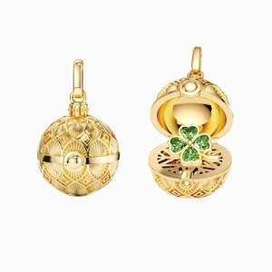 Chất Lượng Cao Đồng Mạ 14K Vàng Bốn Lá Hoa Hình Trái Tim Mở Và Đóng Cửa Mặt Dây Chuyền Vòng Cổ Cho Phụ Nữ Như Một Món Quà - Product Image 5