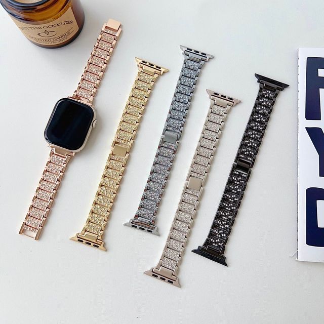 Full Crystal Stainless Steel Watch Band Compatible with Apple Watch Series 11 10 9 8 SE Ultra 2 Luxury Bracelet Strap