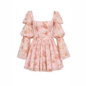 เดรสสั้นพิมพ์ลายกุหลาบวินเทจแขนพอง สไตล์คลาสสิกโรแมนติก ผลิตโดยโรงงานเสื้อผ้าสตรีตามสั่ง - Product Image 6