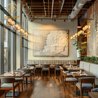 Meubles de restaurant commerciaux Ron Group, table carrée en bois massif, chaise ergonomique en tissu, banquette en forme de L à dossier haut