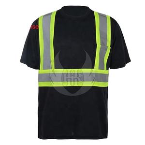 Polo noir sur mesure avec bande réfléchissante T-shirt avec une poche poitrine Meilleur à vendre - Product Image 1