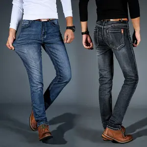 באיכות גבוהה Mens חורף מקרית למתוח ג 'ינס אופנה בתוספת גודל ג' ינס מכנסיים