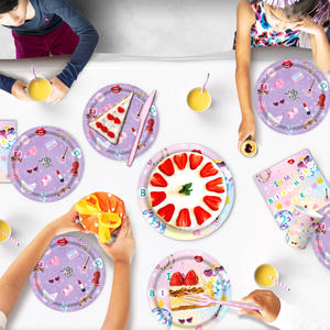 Venta al por mayor de fábrica Platos Servilletas de papel Suministros para fiestas personalizables Set Vajilla desechable para decoraciones del Día de San Valentín - Product Image 3