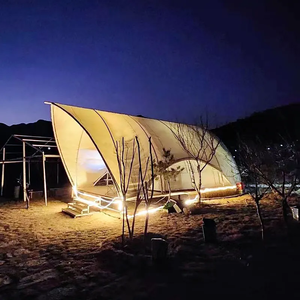 Tente Safari avec Chambre et Salon, Tentes de Glamping avec Salle de Bain, Tente de Camping en Toile Imperméable avec Structure en Fer Galvanisé Robuste - Product Image 3