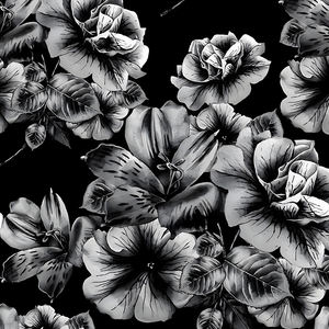 Tela Crepé Koshibo de Poliéster con Estampado Floral Digital en Blanco y Negro, Estilo Rosa, para Vestidos de Mujer, Oferta Especial Melissa - Product Image 6