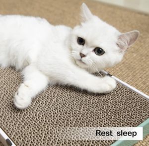 Duurzame Corrugate Krabplank Kitty <span class=keywords><strong>Sofa</strong></span> Lounge Bed Voor Indoor Katten Kat Krabber Kartonnen Kras Pad Met Doos - Product Image 6