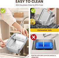 Boîte à lunch chauffante électrique sans fil portable pour adultes en acier inoxydable, étanche, rechargeable, avec sac et couverts