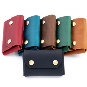 Large Capacity Retro Business Card Box Men's Short New Crazy Horse Leather Portable Multifunctional Card Holder - Product Image 3