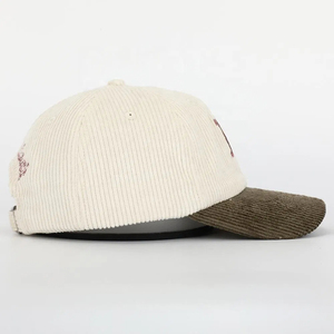 Chapeau en velours côtelé beige pour hommes et femmes avec logo brodé tendance personnalisé 6 panneaux Casquette de golf de baseball OEM unisexe de haute qualité - Product Image 4