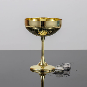 Verre à cocktail Martini en acier inoxydable 304, gobelet créatif unique avec placage cuivre-argent, design épi de blé pour flûte, 270 ml - Product Image 3