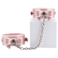 Großhandel Süßes Schleifenknoten-Erwachsenen-Bondage-Set Rosa Halsband Leine Knebel Paddle-Kit Direkt ab Werk