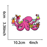 Patchs brodés personnalisés à thermocoller, thème dessin animé amusant Flamant rose Verre à vin Crème glacée, pour vêtements et chapeaux, vente en gros