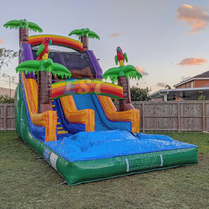Tobogán acuático de entretenimiento para padres e hijos, tobogán acuático inflable de loro de Estilo Hawaiano de verano con soplador de aire para niños - Product Image 1