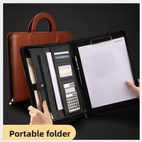Porte-documents A4 en cuir multifonctionnel pour gestionnaires de bureau, avec fermeture éclair, pour contrats commerciaux et documents – Vente en gros