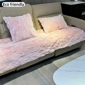 <span class=keywords><strong>Coussin</strong></span> de siège en fourrure de lapin Rex rembourré style crème, antidérapant, pour canapé, idéal pour l'hiver, tapis moelleux, avec support antidérapant et isolation thermique - Product Image 5