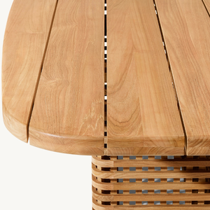 Mesa de comedor rectangular de diseño moderno en oferta, ideal para cenas con temática al aire libre, hecha de madera de teca resistente. - Product Image 5