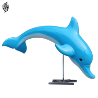 Grande sculpture d'animal en fibre de verre en forme de dauphin, thème océanique, pour la décoration extérieure des océanariums