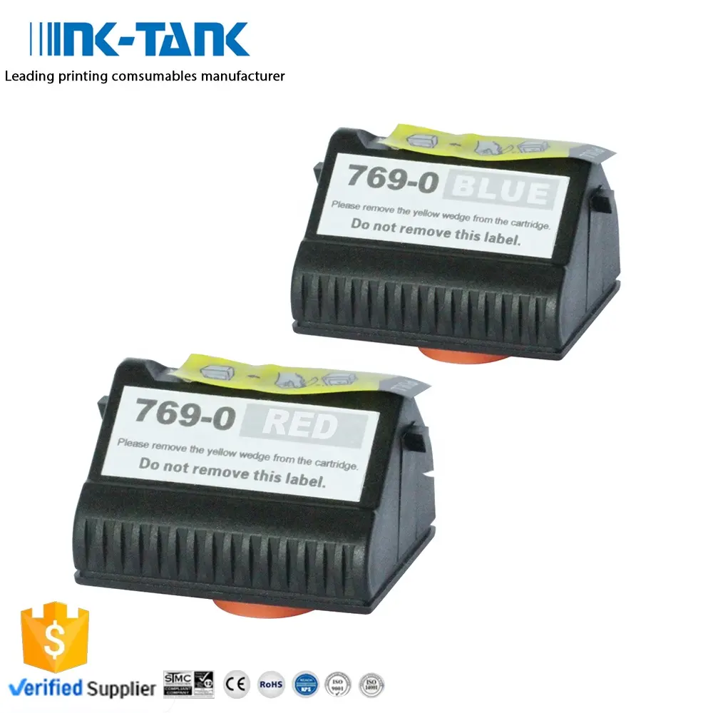 INK-TANK 769-0 765-E Premium Color Compatible Postage Meter Red Blue Ink Cartridge for Pitney Bowes E700 DM200 DM225 Printer