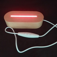 Prix d'usine, blanc chaud, 7 couleurs, base en bois ronde LED colorée pour lampe de nuit en acrylique 3D