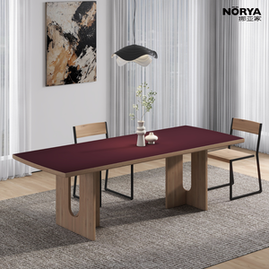 <span class=keywords><strong>Tavolo</strong></span> da Pranzo NORYA Moderno Minimalista Italiano in Rovere Bianco Massiccio con Superficie Nano-Tecnologica Rossa Resistente ai Graffi - Product Image 1