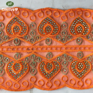 Adorno de encaje de Organza de poliéster con bordado de diamantes de imitación Original de 15cm a la moda para decoración de ropa DIY - Product Image 3