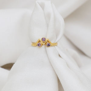 925 Sterling Silver Wedding <b>Ring</b> Fine Jewelry <b>Gold</b> Plating Trendy <b>Amethyst</b> Gemstone for Valentine's Day Parties Anniversaries - Product Image 3