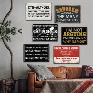 Juego de Letreros Metálicos de Humor Rústico con Reglas de Conducta para Vecinos, Herramientas Musicales y Advertencias de Sarcasmo para Decoración de Pared en Cueva del Hombre, Garaje o Bar - Product Image 2