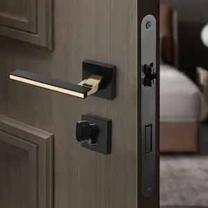 High-Quality Luxury Brass And Black Interior Door Handles For Modern Homes With Euro Profile Cylinder