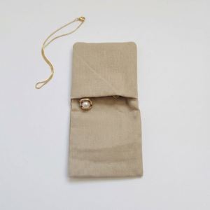 Sacs à cordon en coton imprimés avec logo personnalisé, taille 6*7cm, beige, doux, 100% coton, matériau en lin, impression OEM pour la promotion de la marque - Product Image 3