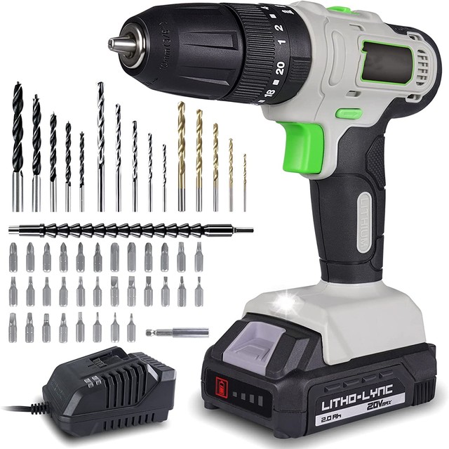 12V Power Drill Kit with Battery and Charger, 3/8 Inches Keyless Chuck, Variable Speed OEM Lithium Cordless Drill Set