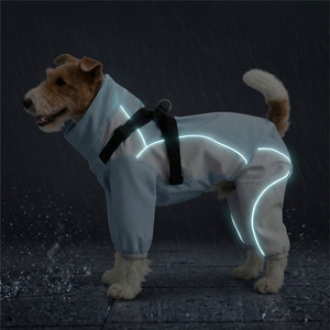 Impermeable para Perros de Cuatro Patas con Arnés, Chaqueta Impermeable para Mascotas, Reflectante, Cortavientos, Protección Completa para Perros - Product Image 3