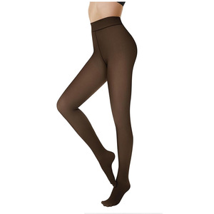 Зимние теплые леггинсы на заказ, большие размеры, колготки на флисовой подкладке, прозрачные черные плотные термопрозрачные колготки - Product Image 6