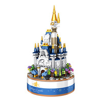 656007-022 Château Musical Rotatif, Boîte à Musique, Jouet de Construction en Briques pour Enfants, Blocs de Construction en Plastique ABS