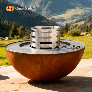 Brasero Moderno Semiesférico de Acero Corten para Leña, Parrilla para Barbacoa con Certificación CE y Encendido Automático para Cocinar al Aire Libre en el Jardín - Product Image 4