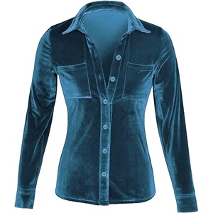 Camicette in Raso Bordeaux da Donna, Camicia in Velluto, Top in Velour Liscio, Tunica Autunno Inverno, Abbigliamento Retrò, Camicie Vintage - Product Image 5