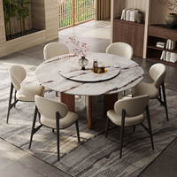 Ensemble de table et de chaises de salle à manger rondes en marbre de luxe moderne italien, pierre super cristalline, haut de gamme pour la maison, l'hôtel, l'appartement